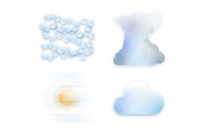 Designed using Figma, these icons showcase the unique traits of the 10 main cloud formations supported by Atmosphere's cloud detection AI feature.

Each icon is crafted with references of how each formation would typically look like, such that each icon would both fit the look and feel of the app, as well as the traits of the cloud formation.